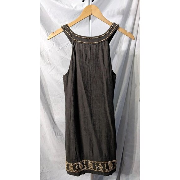 BCBGMAXAZRIA Olive Green Beaded Halter Sheath Dress Casual Boho Size 2 - Picture 9 of 9